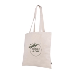 Sac en coton solide avec longues poignées 8kg 300 g/m2 Coton naturel couleur beige image avec logo