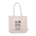 Sac en toile de coton bio à poignées longues 180 g/m2 Organic Superb couleur beige avec zone d'impression