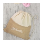 Sac à dos en coton 230 g/m2 et jute de haute qualité Cotton Jute couleur beige image avec logo