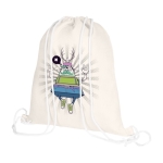Sac à dos à cordons sublimé en polyester doux Poli Sublim couleur beige image avec logo