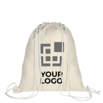 Sac à dos à cordons sublimé en polyester doux Poli Sublim couleur beige avec zone d'impression