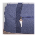 Sac de voyage sérigraphié en coton avec finition jean Manhattan couleur bleu deuxième vue