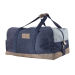 Sac de voyage sérigraphié en coton avec finition jean Manhattan couleur bleu