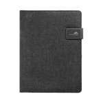 Portfolio pas cher avec fermeture magnétique et pochettes A4 Brief couleur gris foncé image avec logo