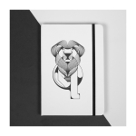 Carnet avec logo avec élastique coloré A5 pages lisses White Colors couleur noir image avec logo