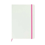 Carnet avec logo avec élastique coloré A5 pages lisses White Colors couleur rose