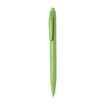 Stylo écologique publicitaire, bouton poussoir et encre bleue Fiber couleur vert