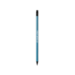 Crayon promotionnel au look métallique en bois avec gomme Metal Matt couleur bleu avec zone d'impression