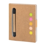 Bloc-notes en carton recyclé avec autocollants et stylo RecycleBoard couleur naturel