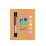 Bloc-notes en carton recyclé avec autocollants et stylo RecycleBoard avec zone d'impression