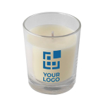 Bougie à la cire végétale et paraffine raffinée dans un pot Home couleur transparent avec zone d'impression