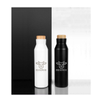 Bouteille publicitaire en acier avec bouchon liège 600ml Avenue Park couleur noir image avec logo