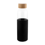 Gourde en verre avec bouchon en bambou et housse en silicone 500ml couleur noir première vue