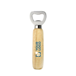 Décapsuleur personnalisé à long manche en bois avec logo couleur bois avec zone d'impression