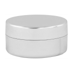Baume à lèvres dans un pot avec couvercle et parfum vanille SPF15 couleur argenté première vue