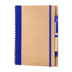 Cahier à spirale avec stylo et anneaux A5 avec pages lisses Colouring couleur bleu