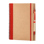 Cahier à spirale avec stylo et anneaux A5 avec pages lisses Colouring couleur rouge