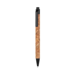 Stylo avec corps en liège et bouton poussoir à encre bleue Suber couleur noir