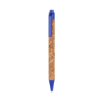 Stylo avec corps en liège et bouton poussoir à encre bleue Suber couleur bleu