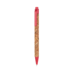 Stylo avec corps en liège et bouton poussoir à encre bleue Suber couleur rouge