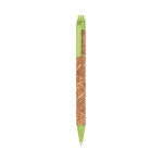 Stylo avec corps en liège et bouton poussoir à encre bleue Suber couleur vert