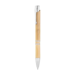 Stylo personnalisés en bambou et aluminium à encre bleue Aster Bamboo couleur bois