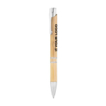 Stylo personnalisés en bambou et aluminium à encre bleue Aster Bamboo avec zone d'impression