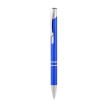Stylo en aluminium avec mécanisme à bouton-poussoir, encre bleue couleur bleu