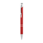 Stylo en aluminium avec mécanisme à bouton-poussoir, encre bleue couleur rouge