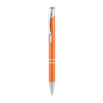Stylo en aluminium avec mécanisme à bouton-poussoir, encre bleue couleur orange