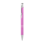 Stylo en aluminium avec mécanisme à bouton-poussoir, encre bleue couleur rose