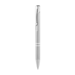 Stylo en aluminium avec mécanisme à bouton-poussoir, encre bleue couleur argenté