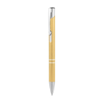Stylo en aluminium avec mécanisme à bouton-poussoir, encre bleue couleur doré