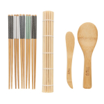 Lot de 8 pièces en bambou pour sushi avec coffret cadeau Ukiyo couleur marron vue avec logo