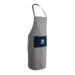 Tablier en coton recyclé à fines rayures 280 g/m2 Ukiyo Deluxe couleur bleu marine vue avec logo