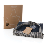 Tablier en coton recyclé à fines rayures 280 g/m2 Ukiyo Deluxe couleur bleu marine vue avec boîte