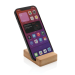 Support pour téléphone carré en bambou pour le bureau couleur marron deuxième vue