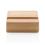 Support pour téléphone carré en bambou pour le bureau couleur marron quatrième vue