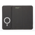 Tapis de souris personnalisable pliable avec chargeur sans fil Mouse couleur noir vue avec logo
