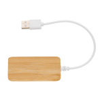 Hub USB 2.0 avec port de type C en bambou et câble avec logo Bamboo couleur marron deuxième vue