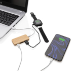 Hub USB 2.0 avec port de type C en bambou et câble avec logo Bamboo couleur marron troisième vue