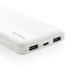 Banque d'alimentation personnalisée avec double USB 10.000 mAh Philips couleur blanc cinquième vue