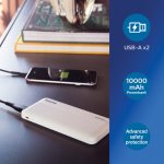 Banque d'alimentation personnalisée avec double USB 10.000 mAh Philips couleur blanc vue d'ambiance