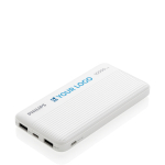 Banque d'alimentation personnalisée avec double USB 10.000 mAh Philips couleur blanc avec zone d'impression