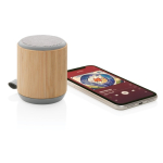 Enceinte en bambou naturel et tissu avec le logo Remembers couleur marron deuxième vue