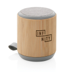 Enceinte en bambou naturel et tissu avec le logo Remembers couleur marron vue avec logo