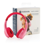 Casque sans fil personnalisé antichoc pour enfants Motorola couleur rose vue avec boîte