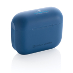 Écouteurs publicitaires robustes antibruit avec microphone Alamo couleur bleu vue avec logo