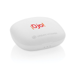 Écouteurs compact de haute qualité avec commande tactile Byron couleur blanc vue avec logo