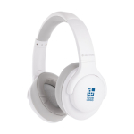 Casque musique personnalisé avec coussins et autonomie de 35h Fresno couleur blanc avec zone d'impression